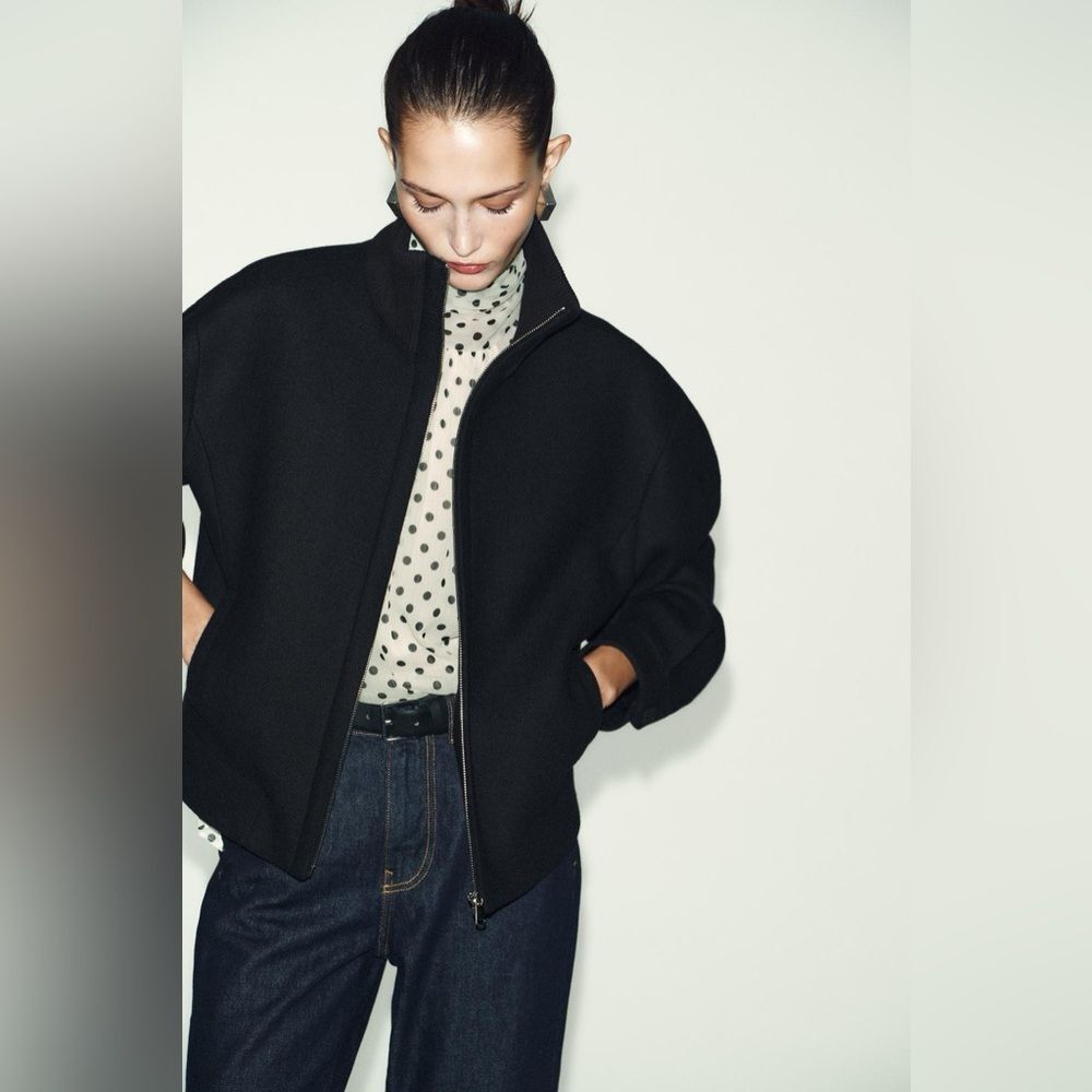 ZARA SHORT WOOL COAT WITH HIGH NECK